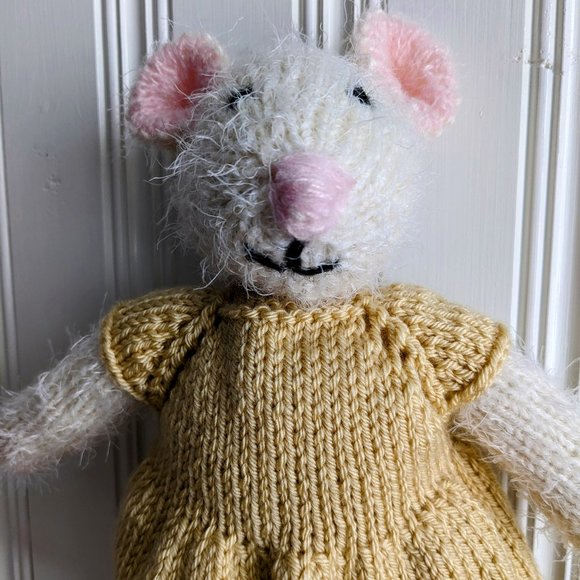Meet Nelly Mouse handmade tricot stuffed animal baby shower -birthday gift 15 in - Picture 8 of 14